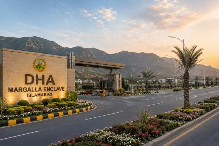 Prime location of DHA Margalla Enclave Islamabad with easy access and scenic surroundings